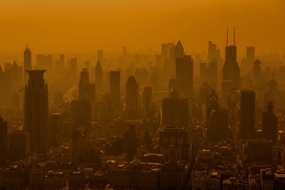 Smog over Shanghai, China