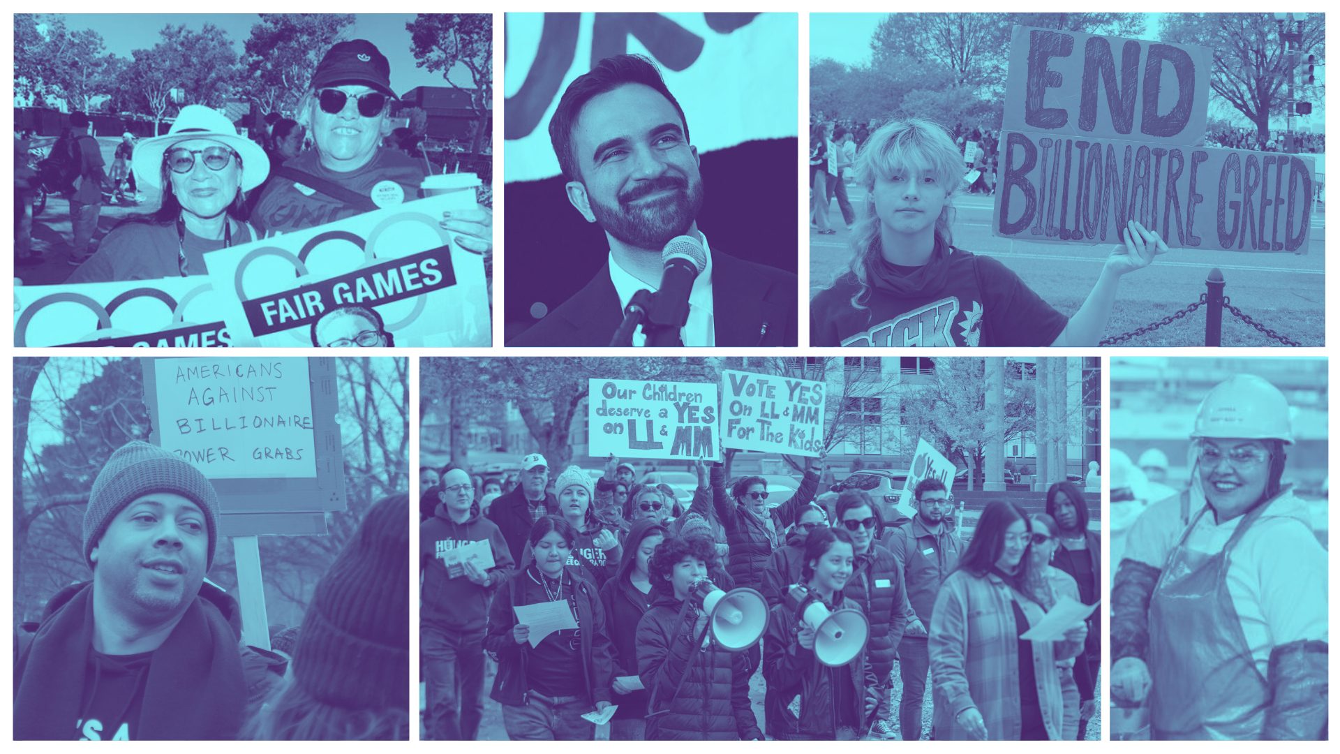 A montage of photos representing progressive victories throughout 2025.